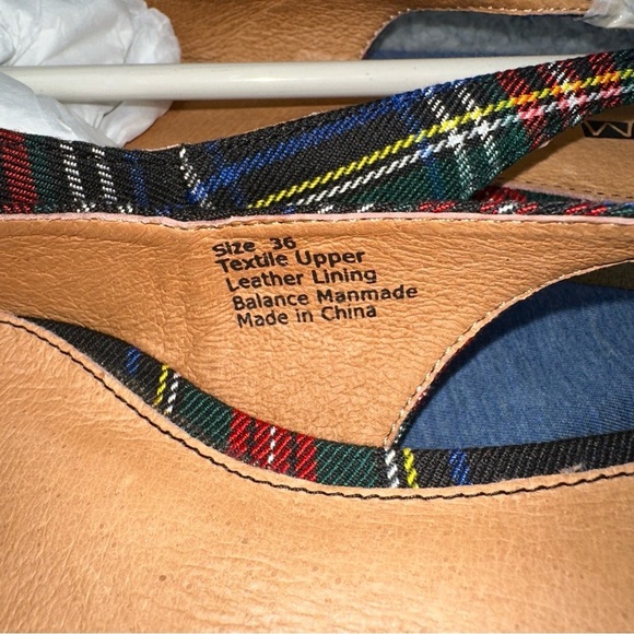 Matiko Shoes Lori Womens EUR 36 US 6 Green Tartan Plaid Point Toe Slingback Flat - Picture 6 of 7